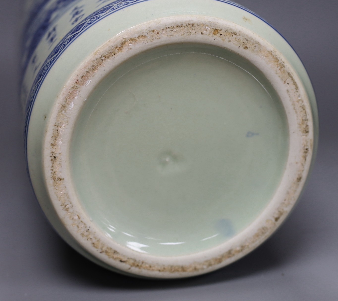 A Chinese blue and white umbrella / stick stand, 45cm